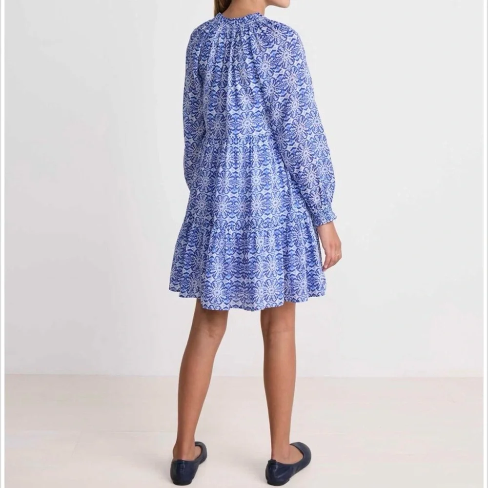 NWT Vineyard Vines Girl's Tessa Tiered Dress Size Large(16) Carribean Tile Blue